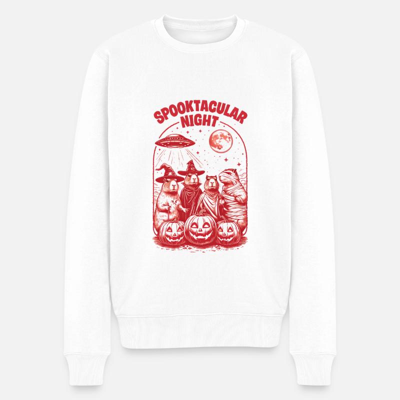 Halloween Capybara Ufo Geist Geschenkidee - Männer Premium Bio Pullover - Weiß
