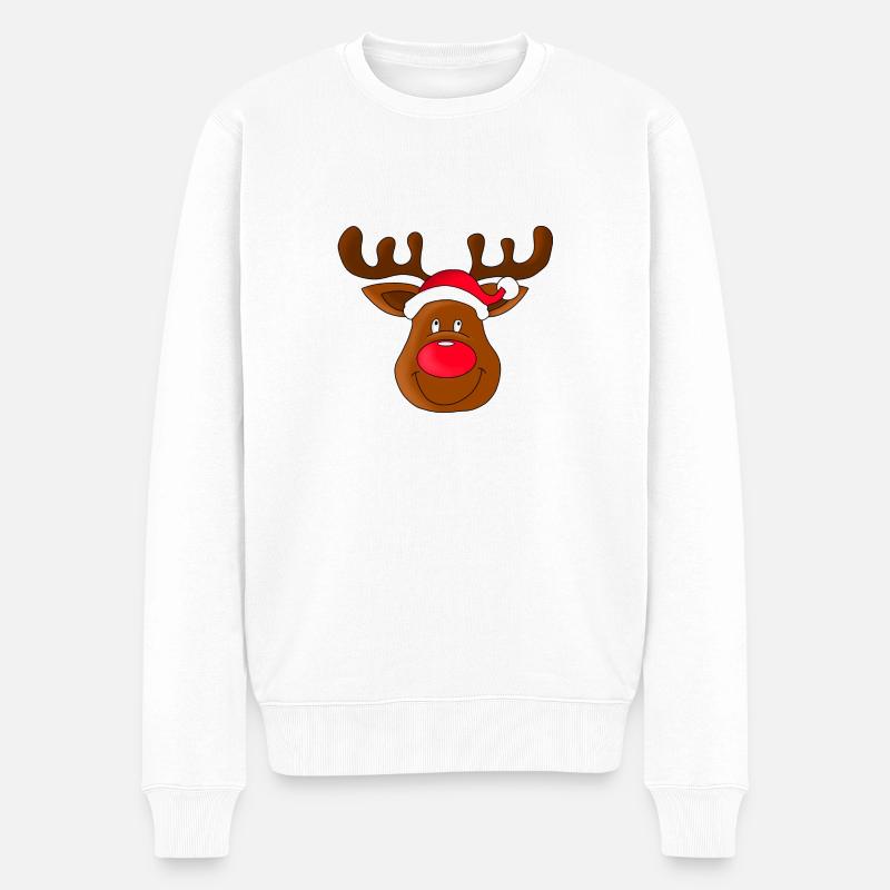 Weihnachtliches Rentier - Männer Premium Bio Pullover - Weiß
