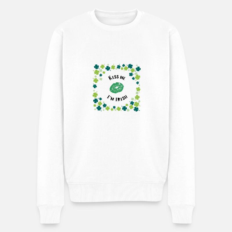 Kiss me I'm Irish - Männer Premium Bio Pullover - Weiß