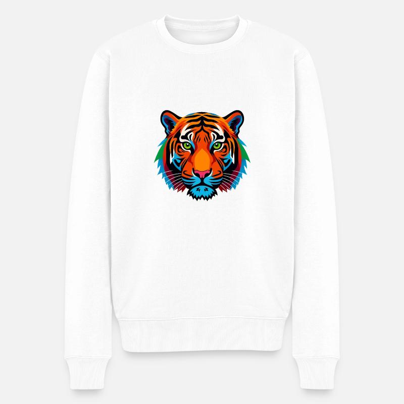 Stylisierte Tiger - Männer Premium Bio Pullover - Weiß