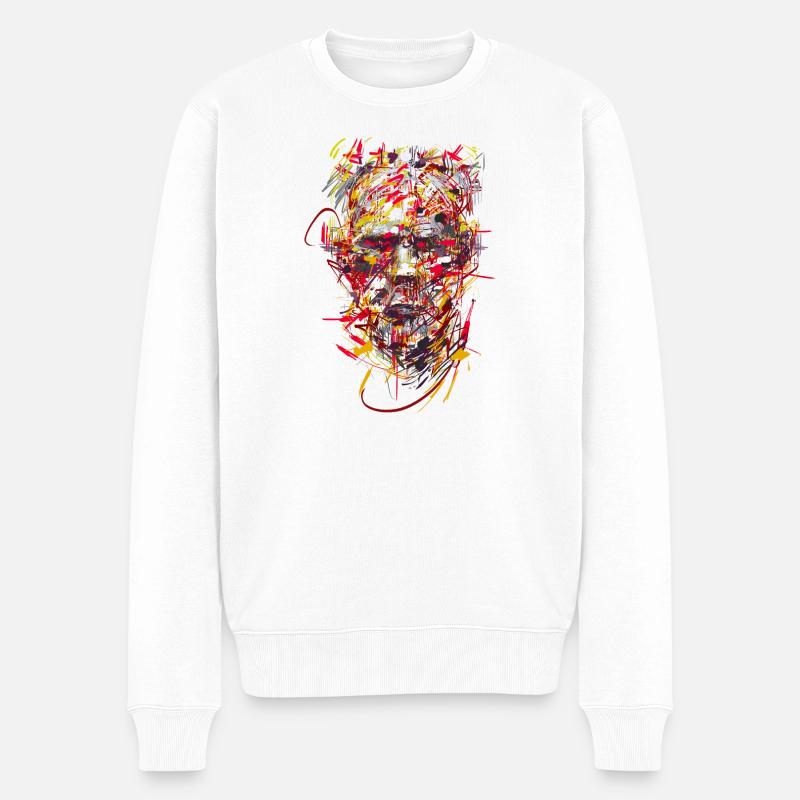 Horror Punk / Abstrakt GESICHT - Männer Premium Bio Pullover - Weiß