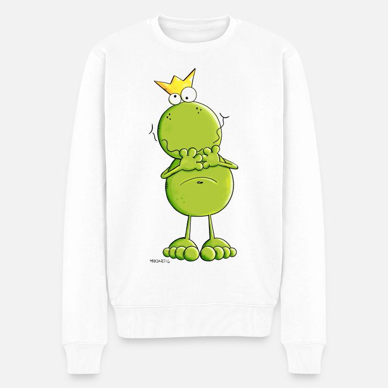 Frosch mit Krone - Männer Premium Bio Pullover - Weiß