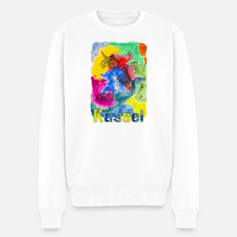 Kassel - ein Aquarell für eine wunderschöne Stadt - Männer Premium Bio Pullover - Weiß
