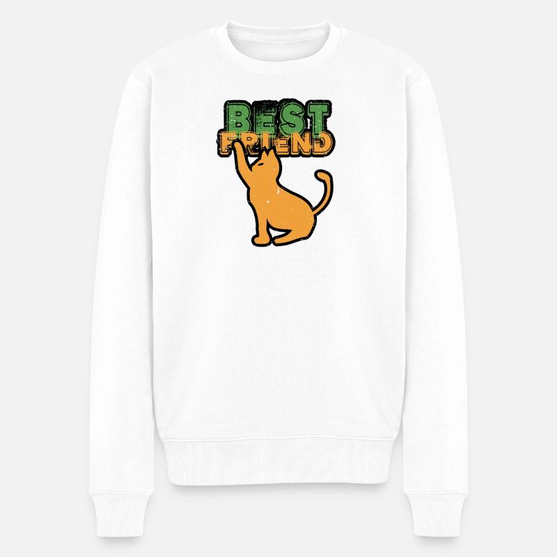 Best Friend KATZE - Männer Premium Bio Pullover - Weiß