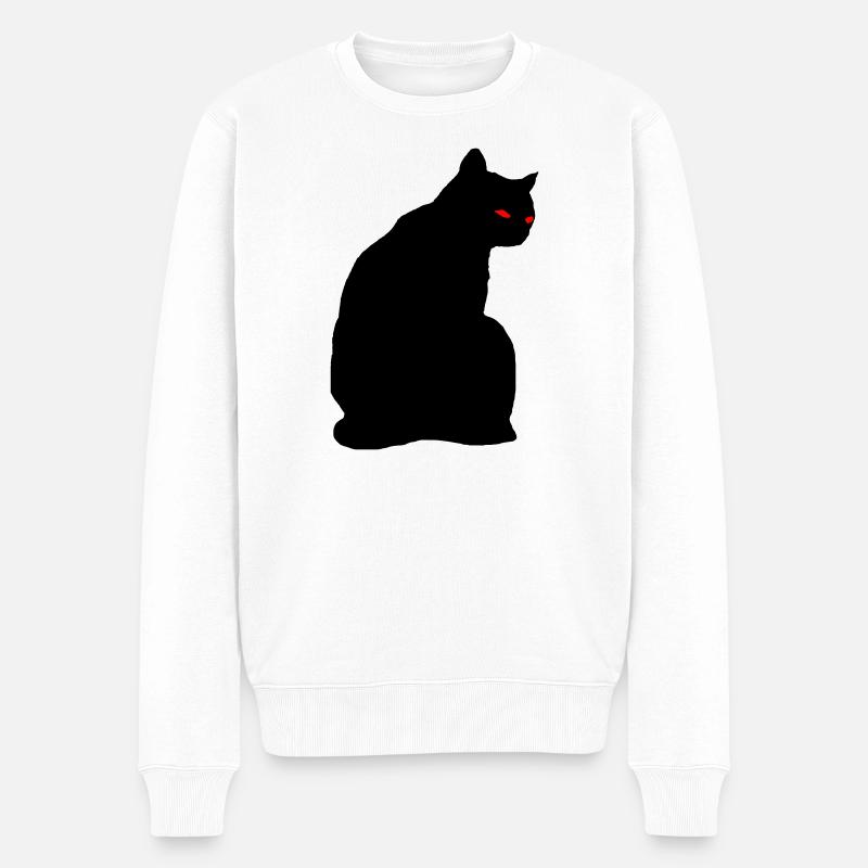 Chat noir - Pull Premium bio Homme - blanc