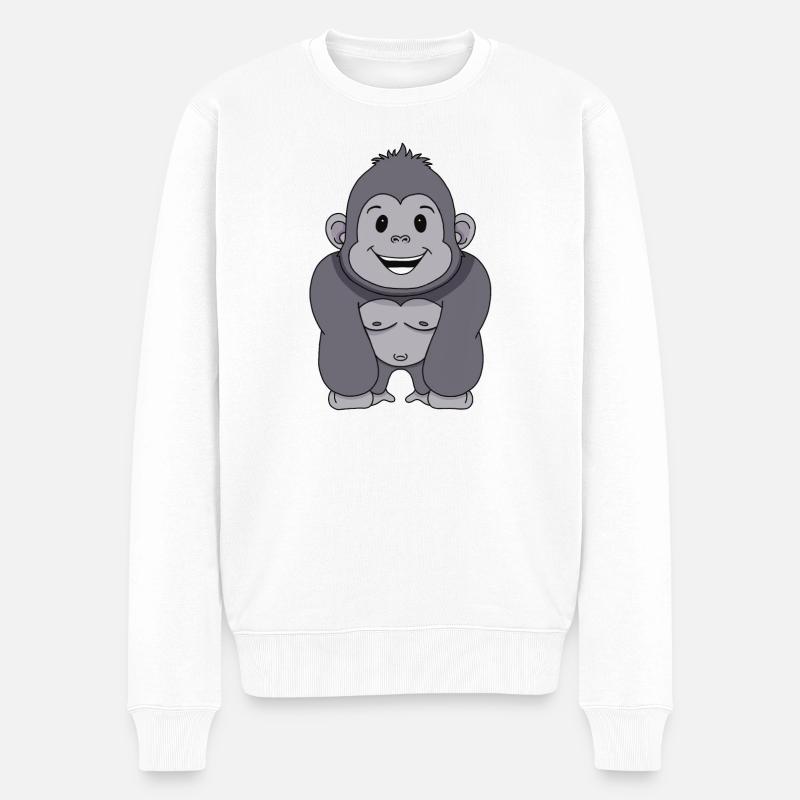 Gorilla Affe - Männer Premium Bio Pullover - Weiß