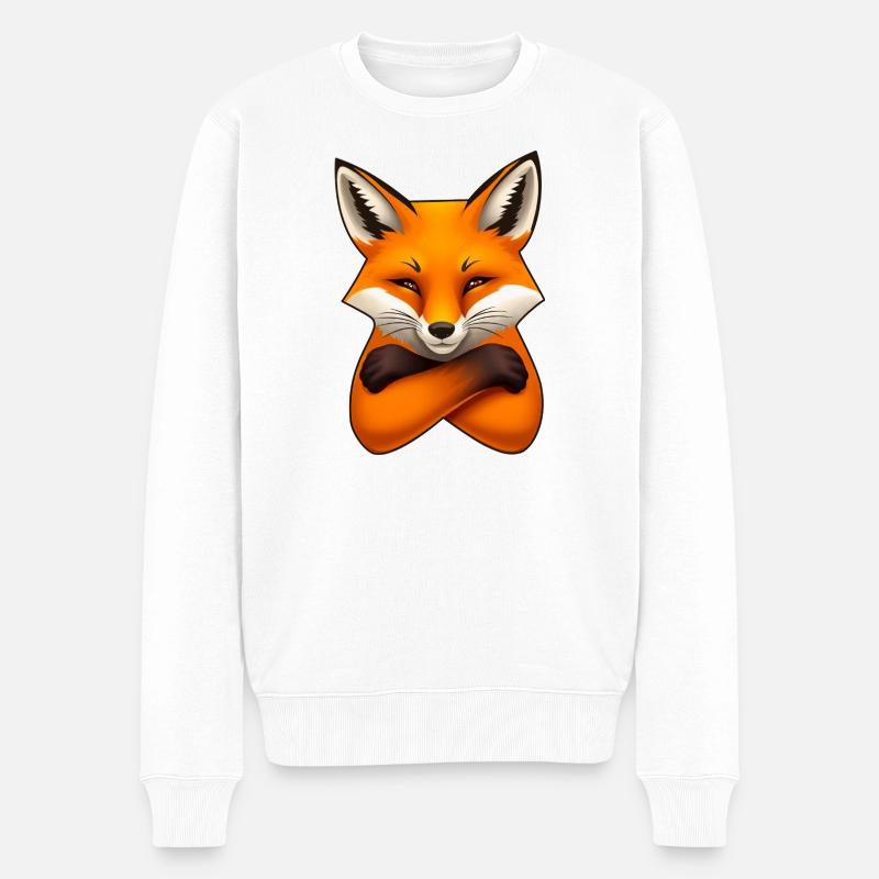 Fuchs Illustration – Minimalistisches Design - Männer Premium Bio Pullover - Weiß