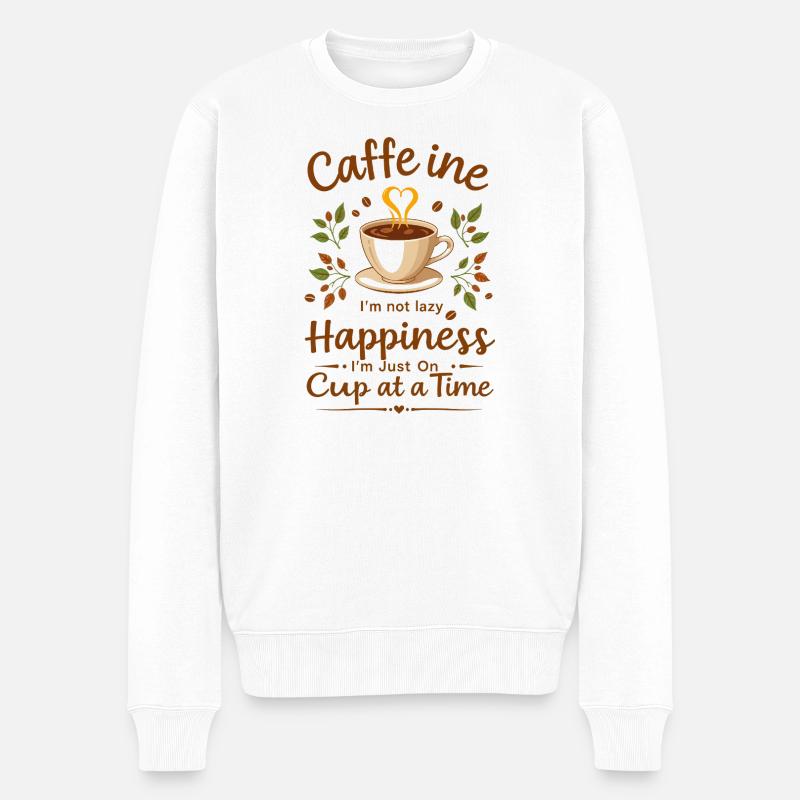 Koffein Ich bin nicht faul - Männer Premium Bio Pullover - Weiß