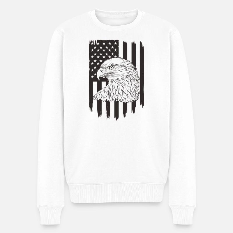 Majestätischer Adler Amerika Flaggendesign - Männer Premium Bio Pullover - Weiß