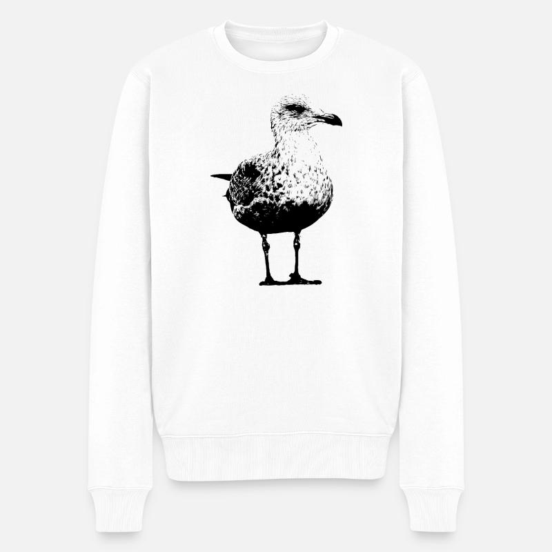 Möwe - Männer Premium Bio Pullover - Weiß