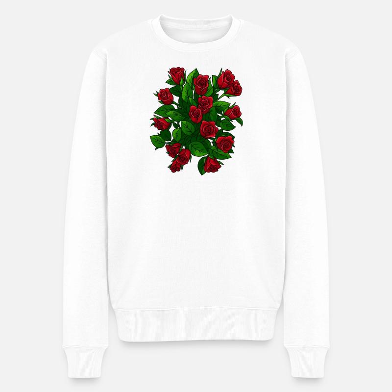Roses élégantes en fleurs - Pull Premium bio Homme - blanc