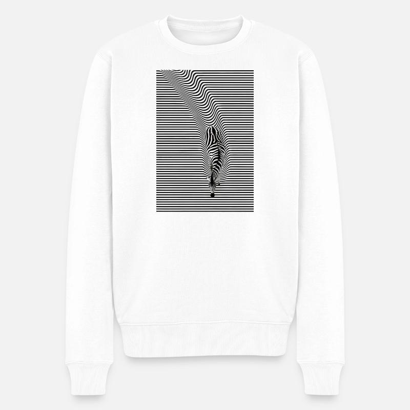 Illusion d’optique zébrée - Pull Premium bio Homme - blanc