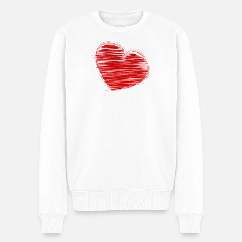 Buntes Herz mit grafischer Umrisszeichnung - Männer Premium Bio Pullover - Weiß