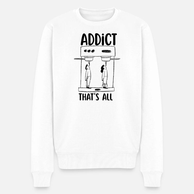 Kaffeesüchtig - Männer Premium Bio Pullover - Weiß