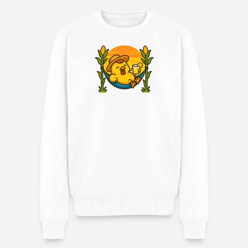 Huhn vom Mais schlürft Limonade - Männer Premium Bio Pullover - Weiß
