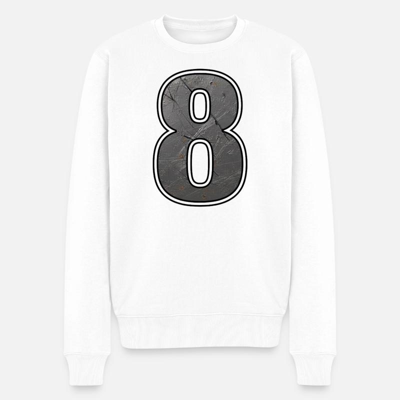 Verwitterte Acht Metalltextur - Männer Premium Bio Pullover - Weiß
