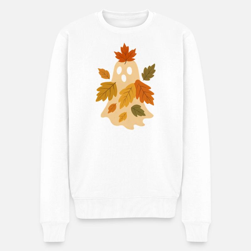 Herbstgeist mit Blättern - Pull Premium bio Homme - blanc