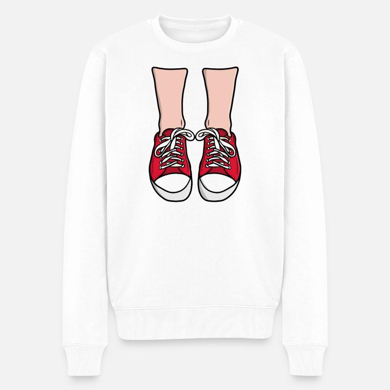 Illustration de pieds de baskets rouges - Pull Premium bio Homme - blanc