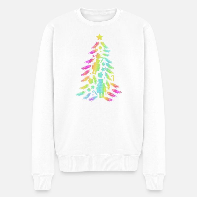 Weihnachtsbaum Nussknacker - Männer Premium Bio Pullover - Weiß
