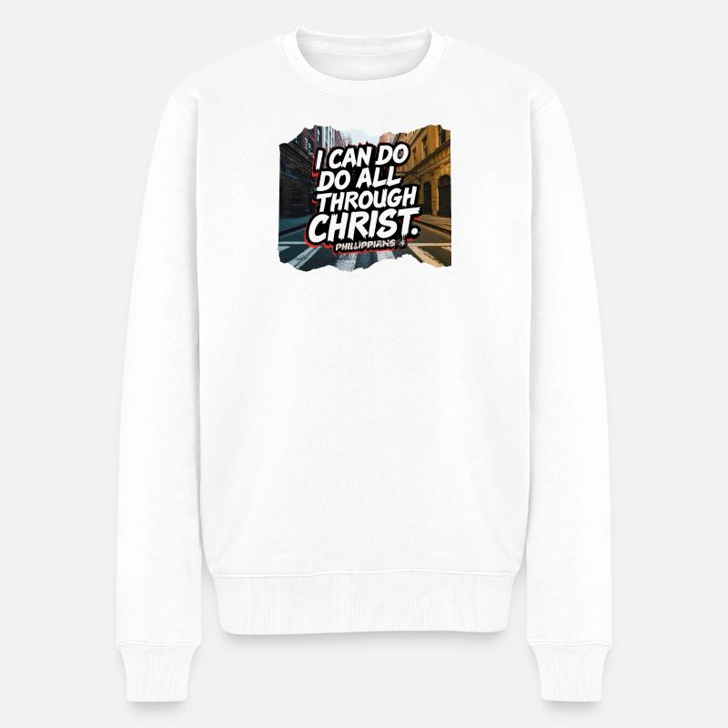 AllByChrist Philipper 4:13 - Männer Premium Bio Pullover - Weiß