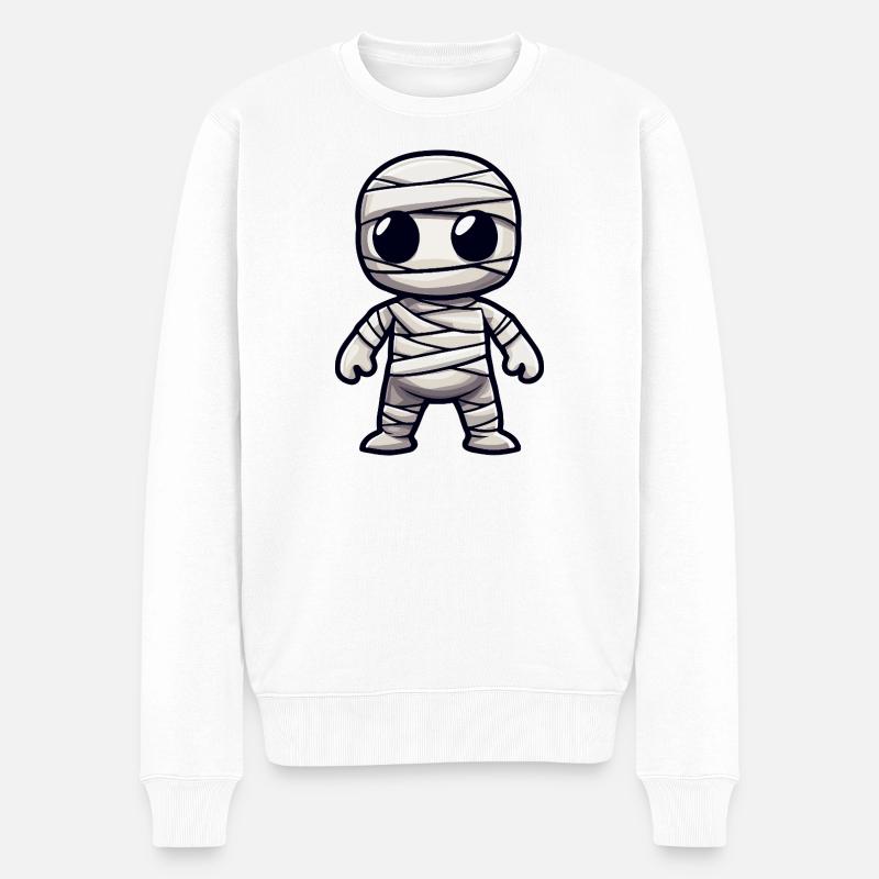 Mumie Halloween Niedlich Comic - Männer Premium Bio Pullover - Weiß