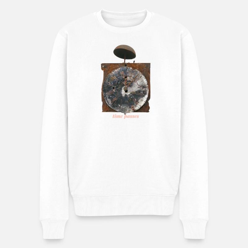 Rostige Uhr Zeit vergeht - Männer Premium Bio Pullover - Weiß