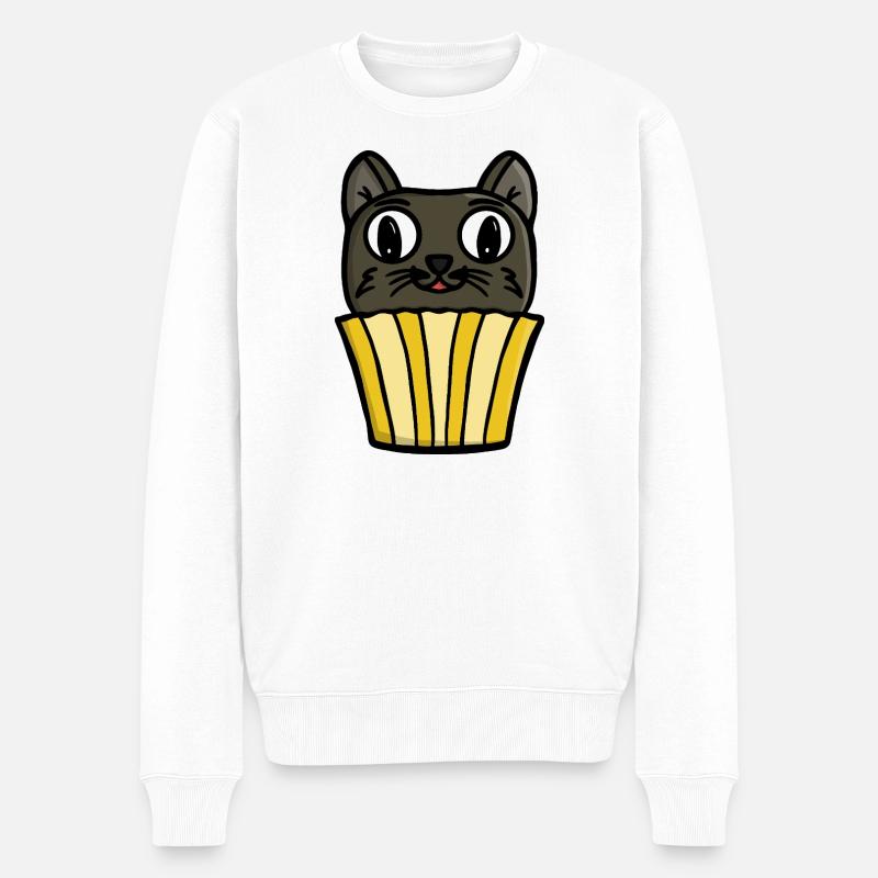 Cupcake Katze Peekaboo - Männer Premium Bio Pullover - Weiß