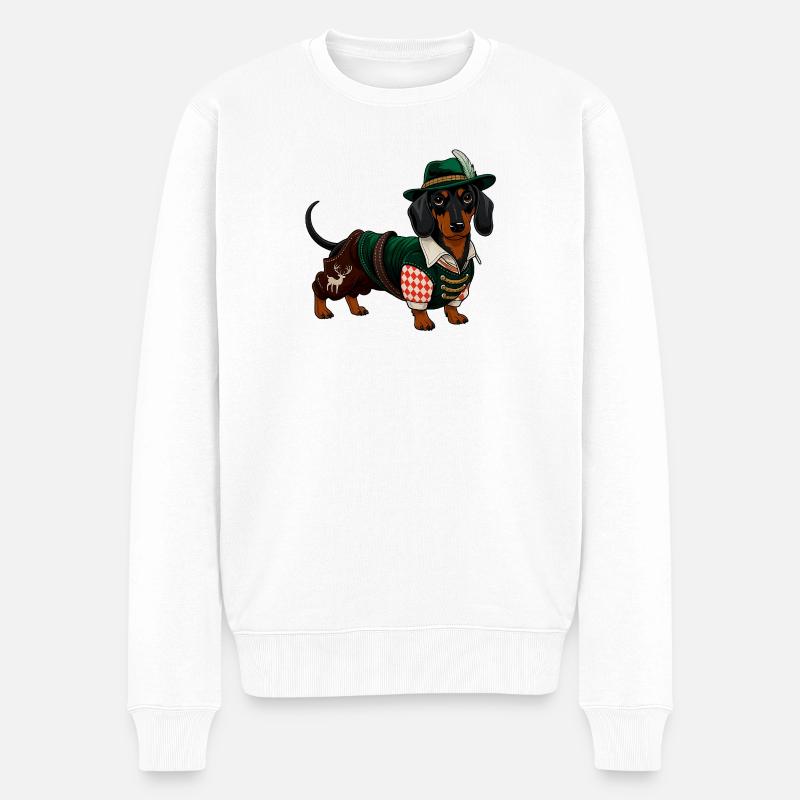 Dackel Bayrische Tracht - Männer Premium Bio Pullover - Weiß