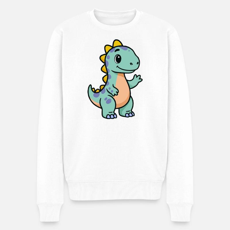 Kleiner Dino-Kuschel - Männer Premium Bio Pullover - Weiß