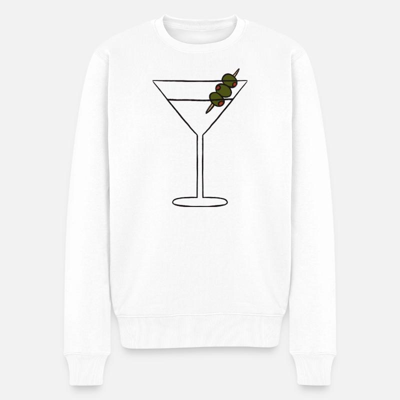 Silhouette de Martini en brochette d’olive - Pull Premium bio Homme - blanc