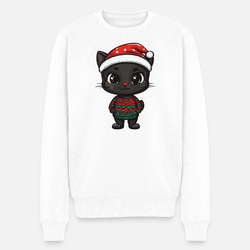 Panther Weihnachten - Männer Premium Bio Pullover - Weiß