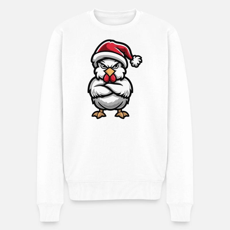 Huhn Weihnachten - Männer Premium Bio Pullover - Weiß