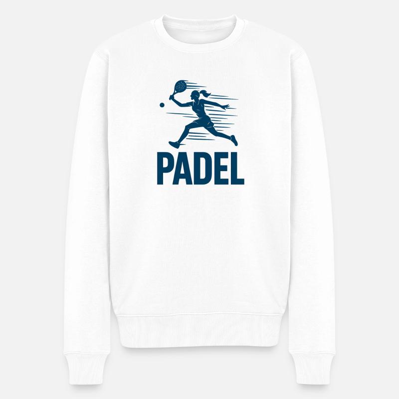 Padel Sprinter Silhouette - Männer Premium Bio Pullover - Weiß