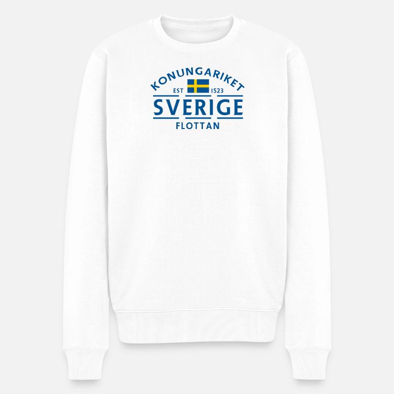 Emblem der schwedischen Marine - Männer Premium Bio Pullover - Weiß