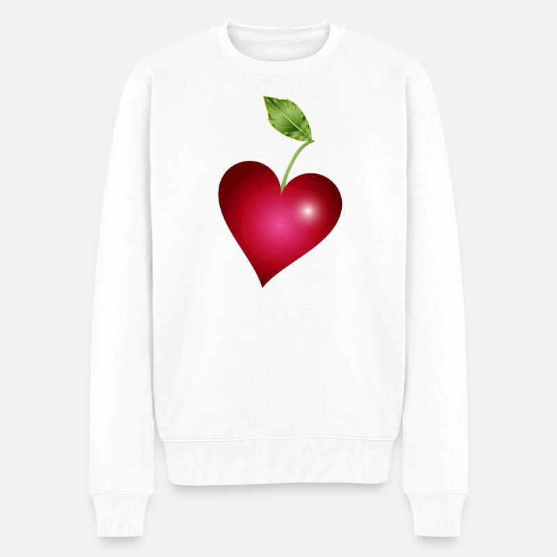 Herzkirsche – süßes fruchtiges Love-Motiv - Männer Premium Bio Pullover - Weiß
