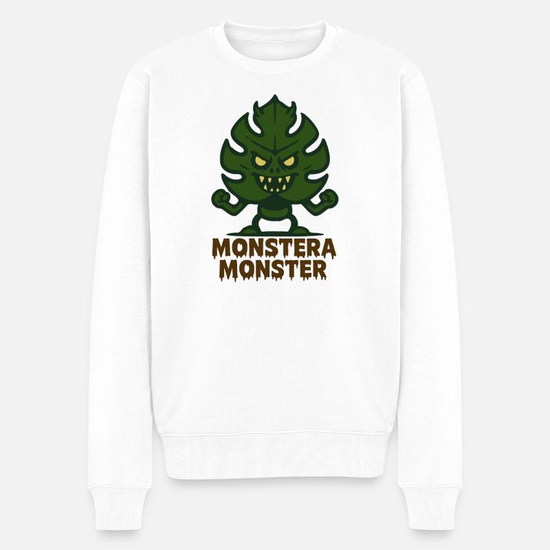 Monstera Monster  - Männer Premium Bio Pullover - Weiß