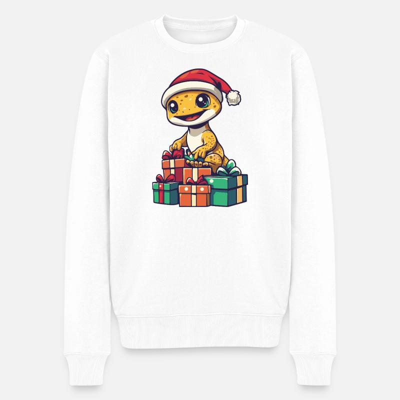 Echse Gecko Weihnachten Geschenke - Männer Premium Bio Pullover - Weiß