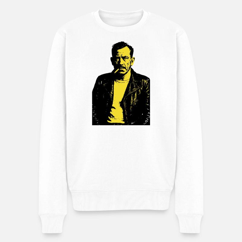 John Steinbeck Noir Rebellenporträt - Männer Premium Bio Pullover - Weiß