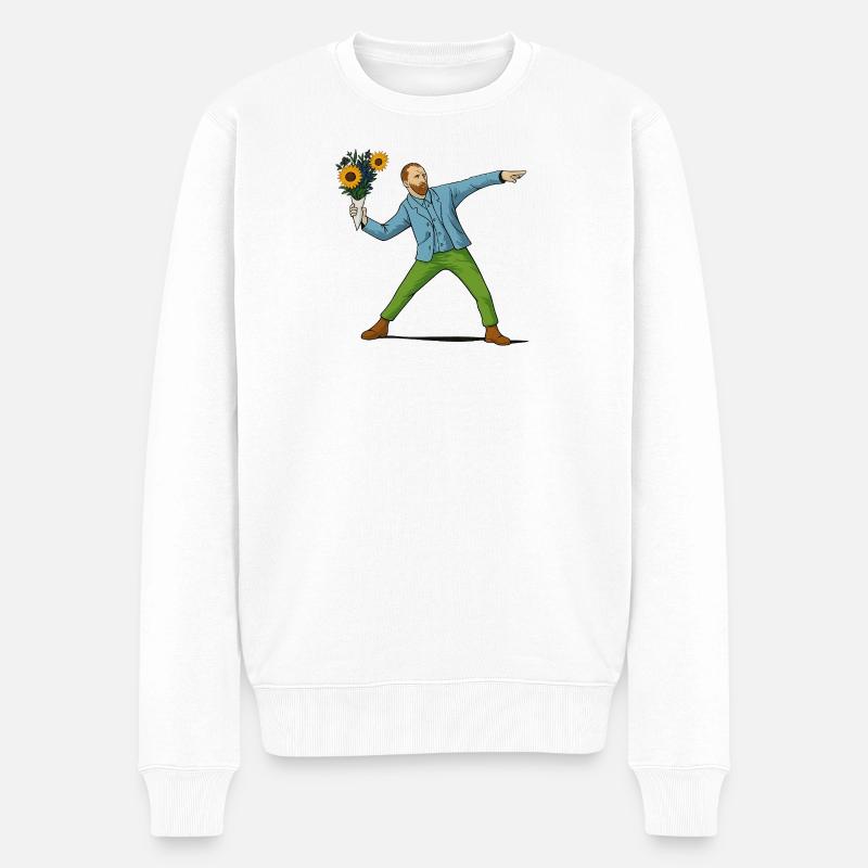 Van-Gogh-Banken - Männer Premium Bio Pullover - Weiß
