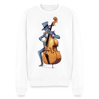Blue Jazz-Bassmeister im Zylinder - Männer Premium Bio Pullover - Weiß - Vorne - Thijin (182cm)