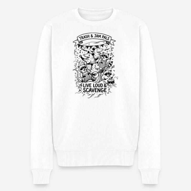 Trash and Jam Pals - Männer Premium Bio Pullover - Weiß