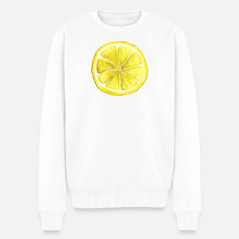 Zitronen-Aquarellmotiv - Männer Premium Bio Pullover - Weiß