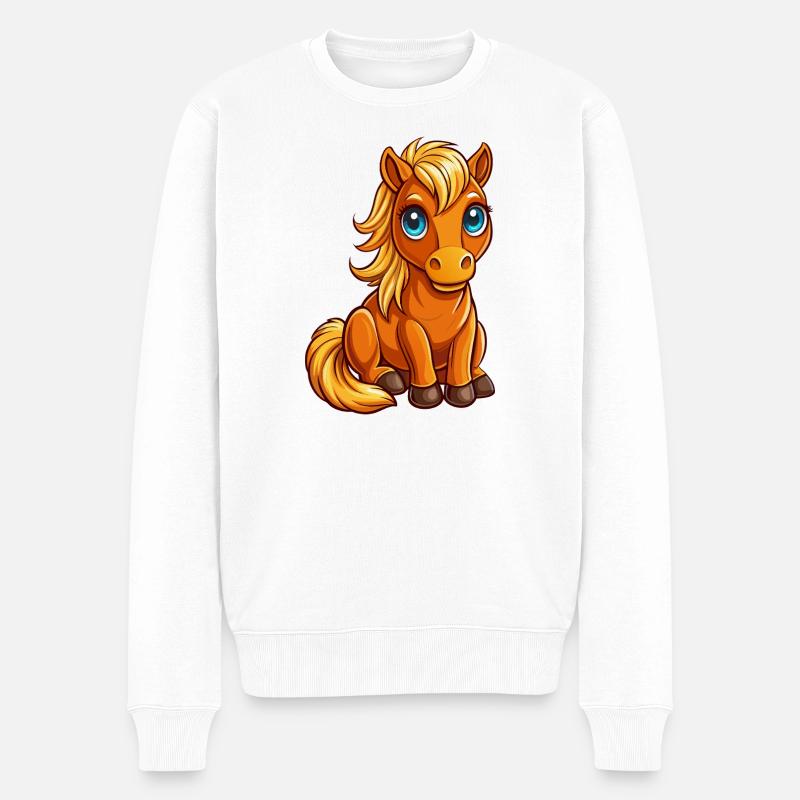 Un joli cheval qui s’occupe - Pull Premium bio Homme - blanc