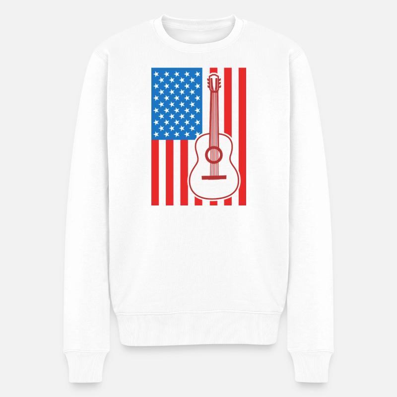 Gitarre USA Flagge - Männer Premium Bio Pullover - Weiß
