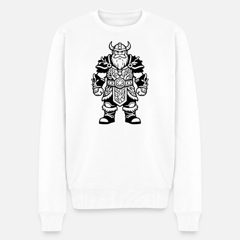 Zwerg mit Rüstung - Männer Premium Bio Pullover - Weiß