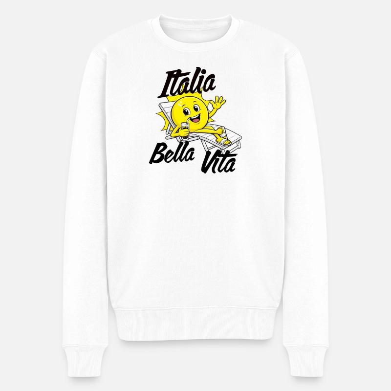 Urlaub in Italien - Männer Premium Bio Pullover - Weiß