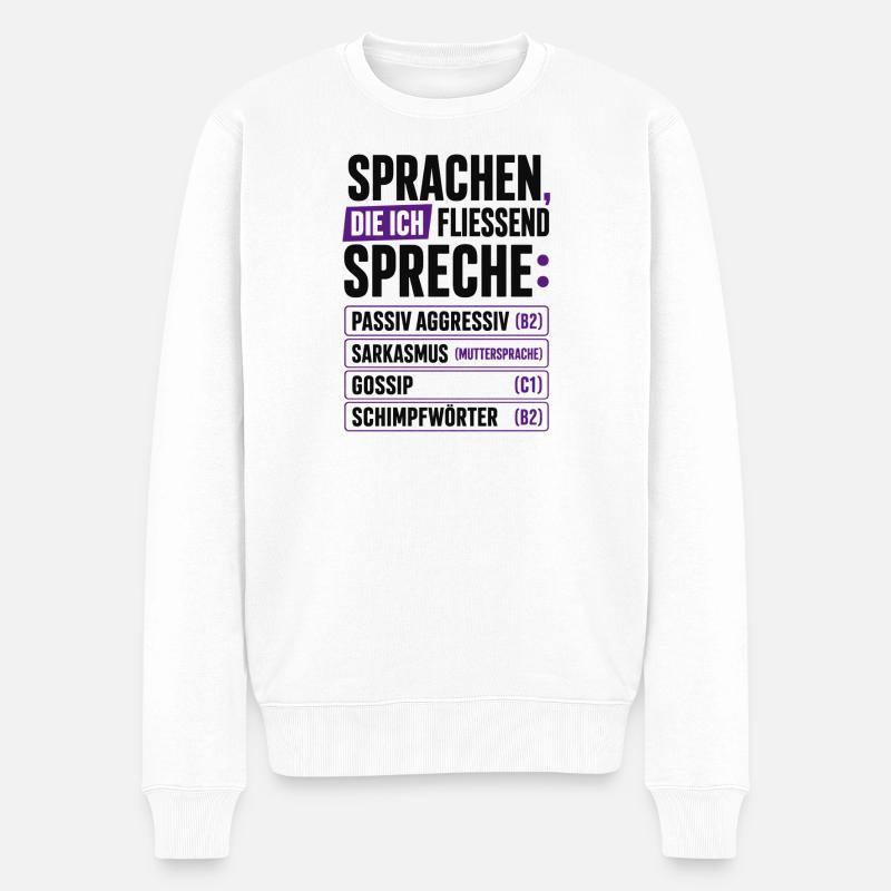Sprachen, die ich fließend spreche - Männer Premium Bio Pullover - Weiß