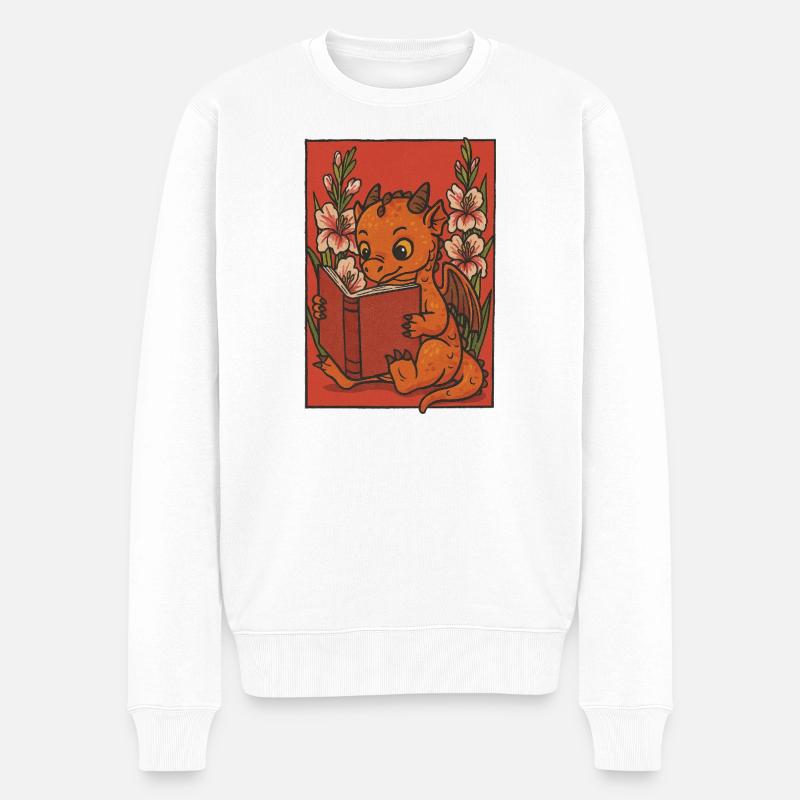 Drachenlesen im Blumengarten - Männer Premium Bio Pullover - Weiß