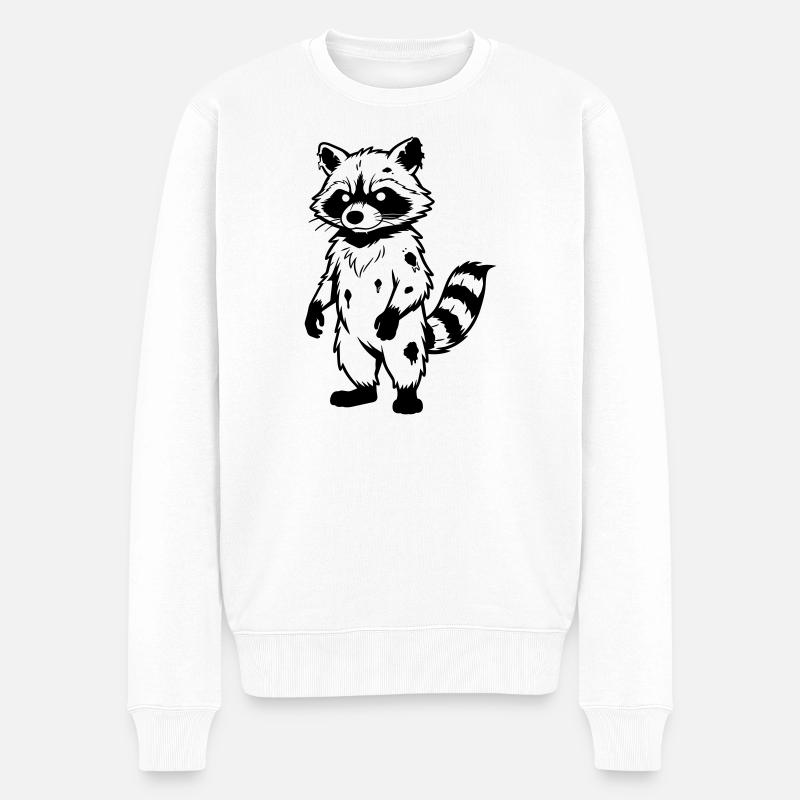 Zombie-Waschbär - Männer Premium Bio Pullover - Weiß