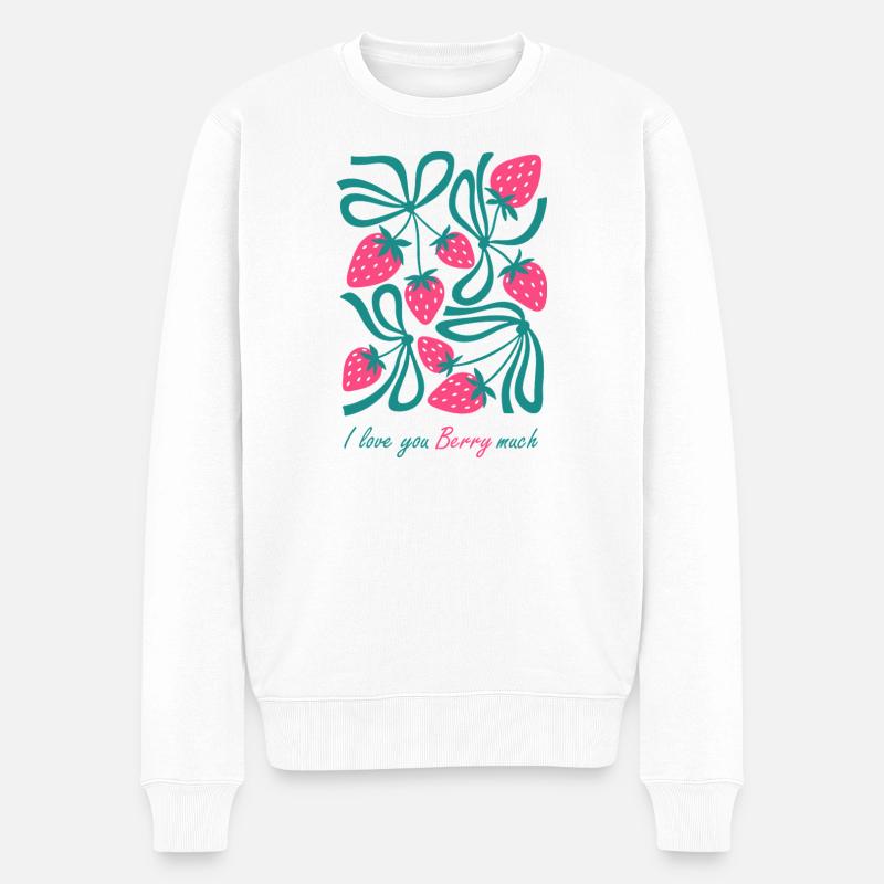 Reife Erdbeeren - Männer Premium Bio Pullover - Weiß